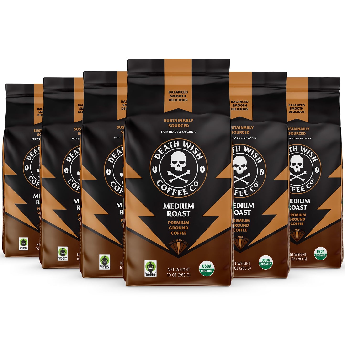 Death Wish Coffee, Organic and Fair Trade Dark Roast Ground Coffee, 16 oz