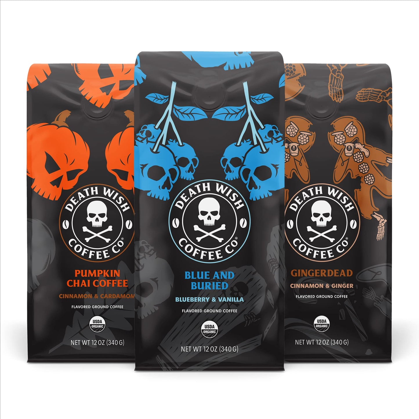 Death Wish Coffee, Organic and Fair Trade Dark Roast Ground Coffee, 16 oz
