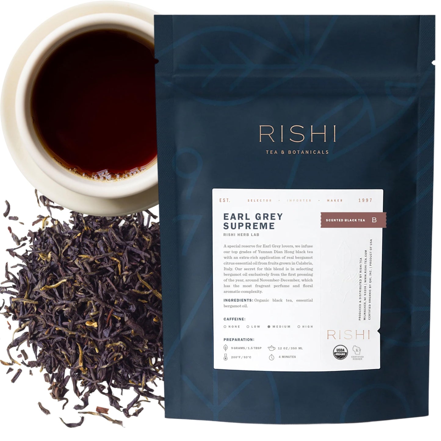 Rishi Tea China Breakfast Black Loose Leaf Tea - Organic, Robust & Caffeinated, Enjoy Hot or Iced - 4 Ounces, 12+ Servings