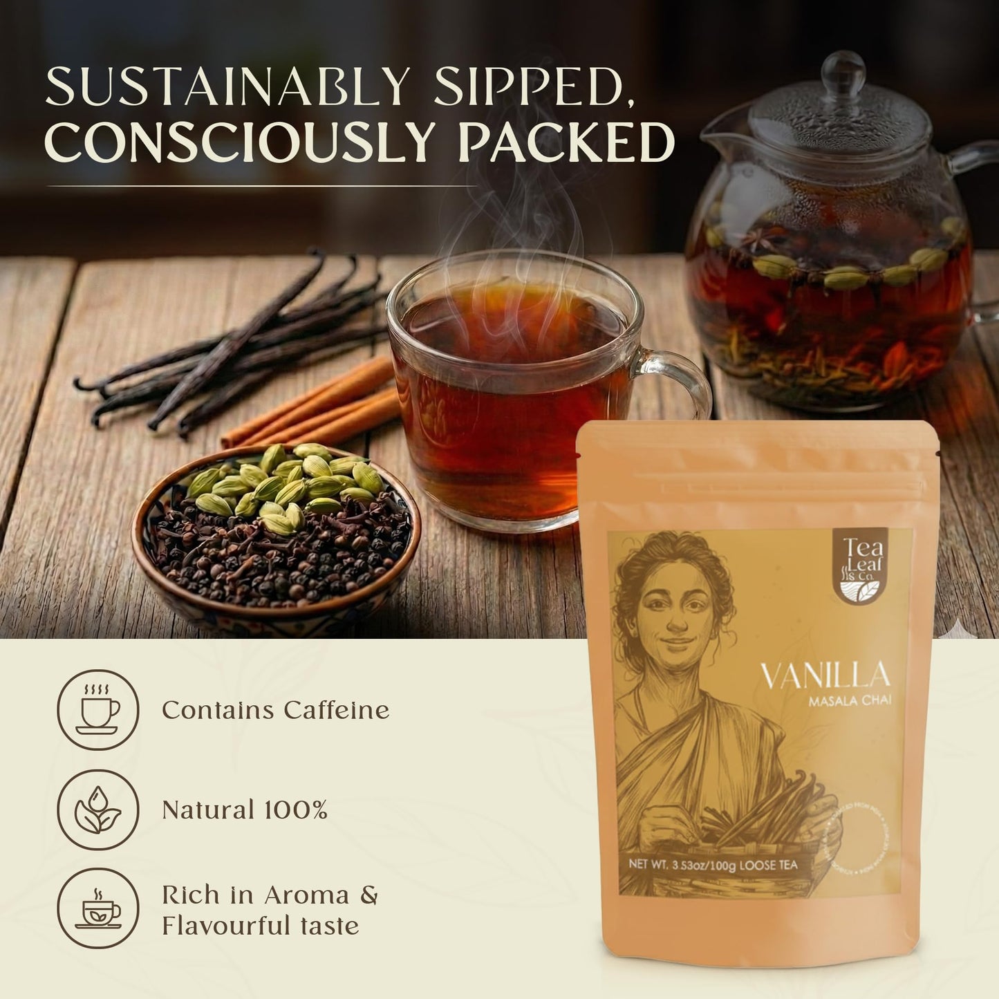 Tea Leaf & Co. Mint Green Tea Bags (50), Green Tea w/ Peppermint & Spearmint, Caffeinated, Real & Natural Green Tea, Blended with Fresh Herbs & Spices