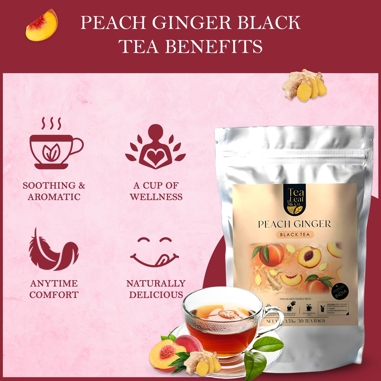 Tea Leaf & Co. Mint Green Tea Bags (50), Green Tea w/ Peppermint & Spearmint, Caffeinated, Real & Natural Green Tea, Blended with Fresh Herbs & Spices