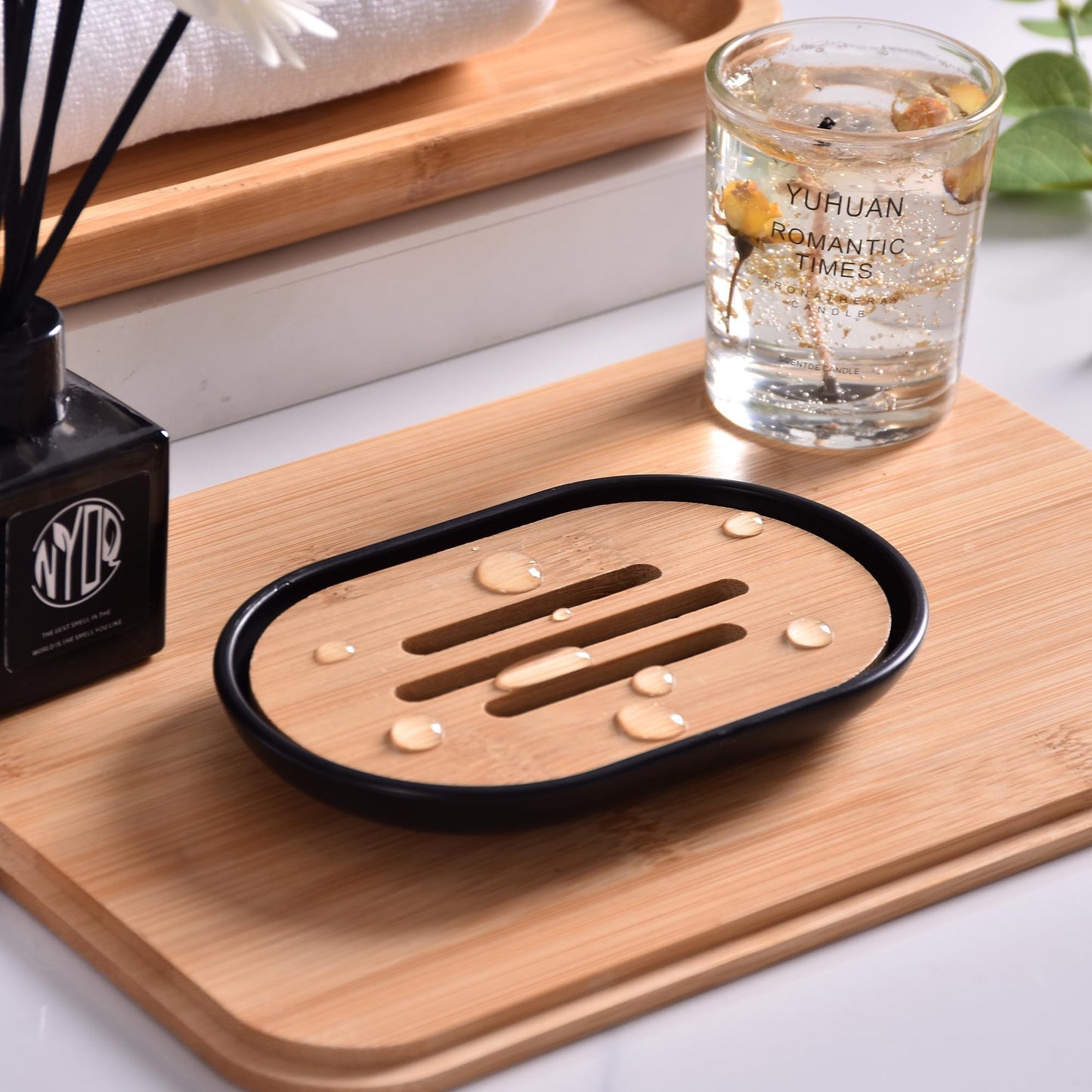 Wooden Soap Dish for Shower,Set of 2 Shower Soap Holder,Self draining Bar Soap Holder for Bathroom, Homemade Soaps Saver Natural Soaps Tray, Vowupt