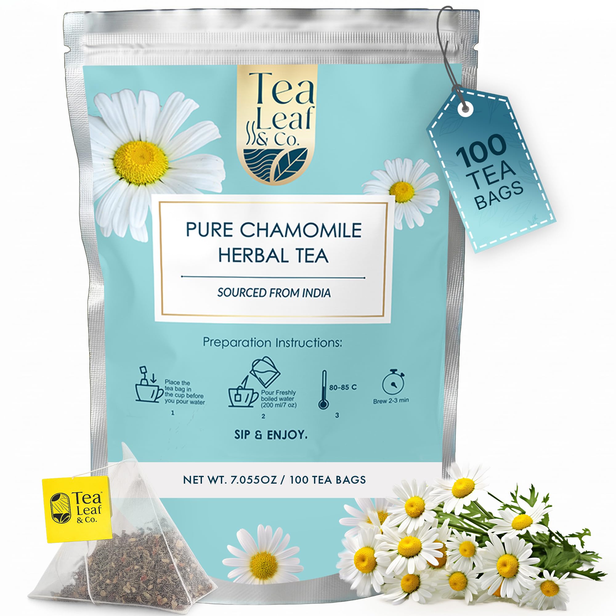Tea Leaf & Co. Mint Green Tea Bags (50), Green Tea w/ Peppermint & Spearmint, Caffeinated, Real & Natural Green Tea, Blended with Fresh Herbs & Spices