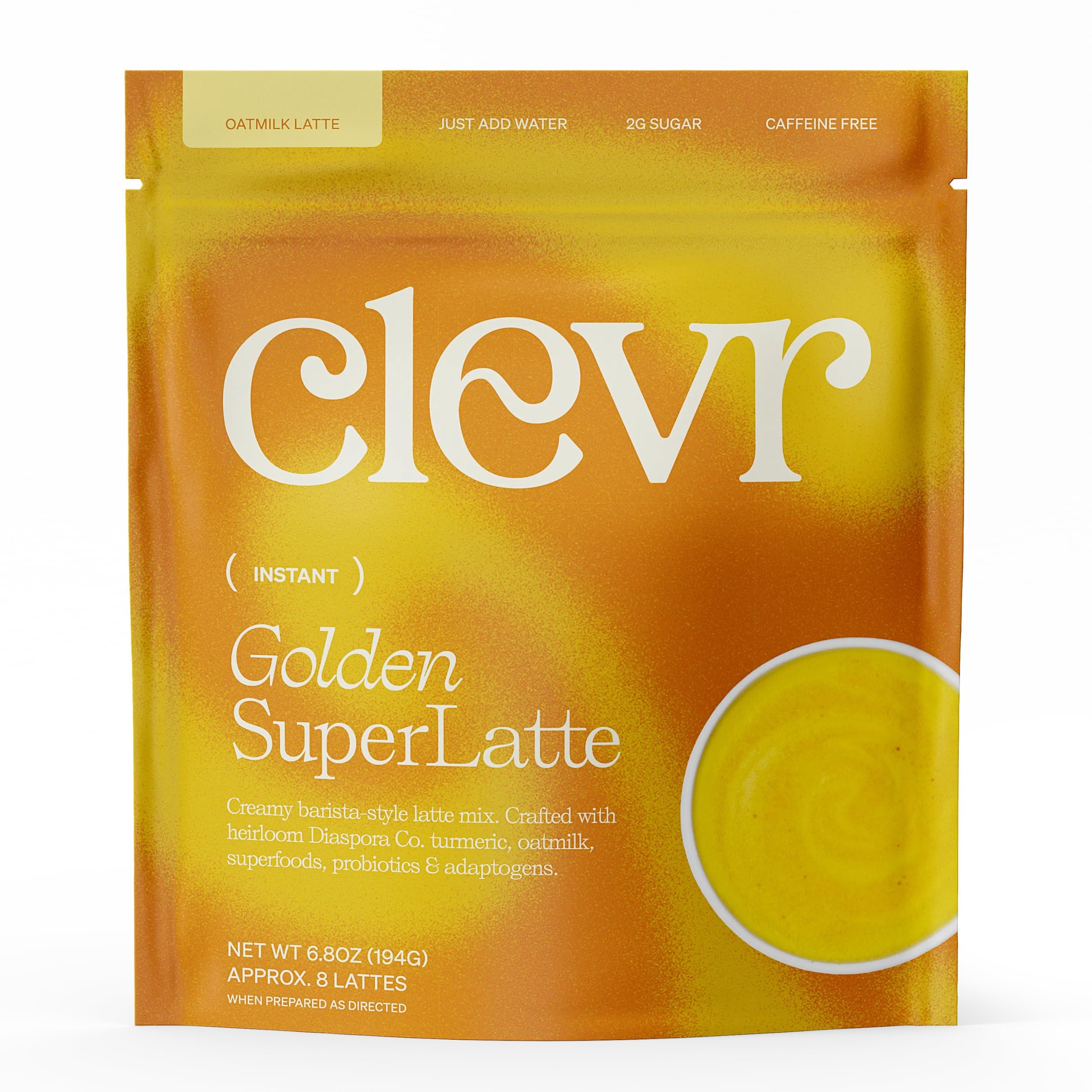 Clevr London Fog Latte, Vegan, Earl Grey Instant Tea Mix, Superfood Powder Blend with Black Tea, Reishi Mushroom, Organic Spices, Coconut Cream, Ashwagandha, Serve Hot or Iced, 12 oz