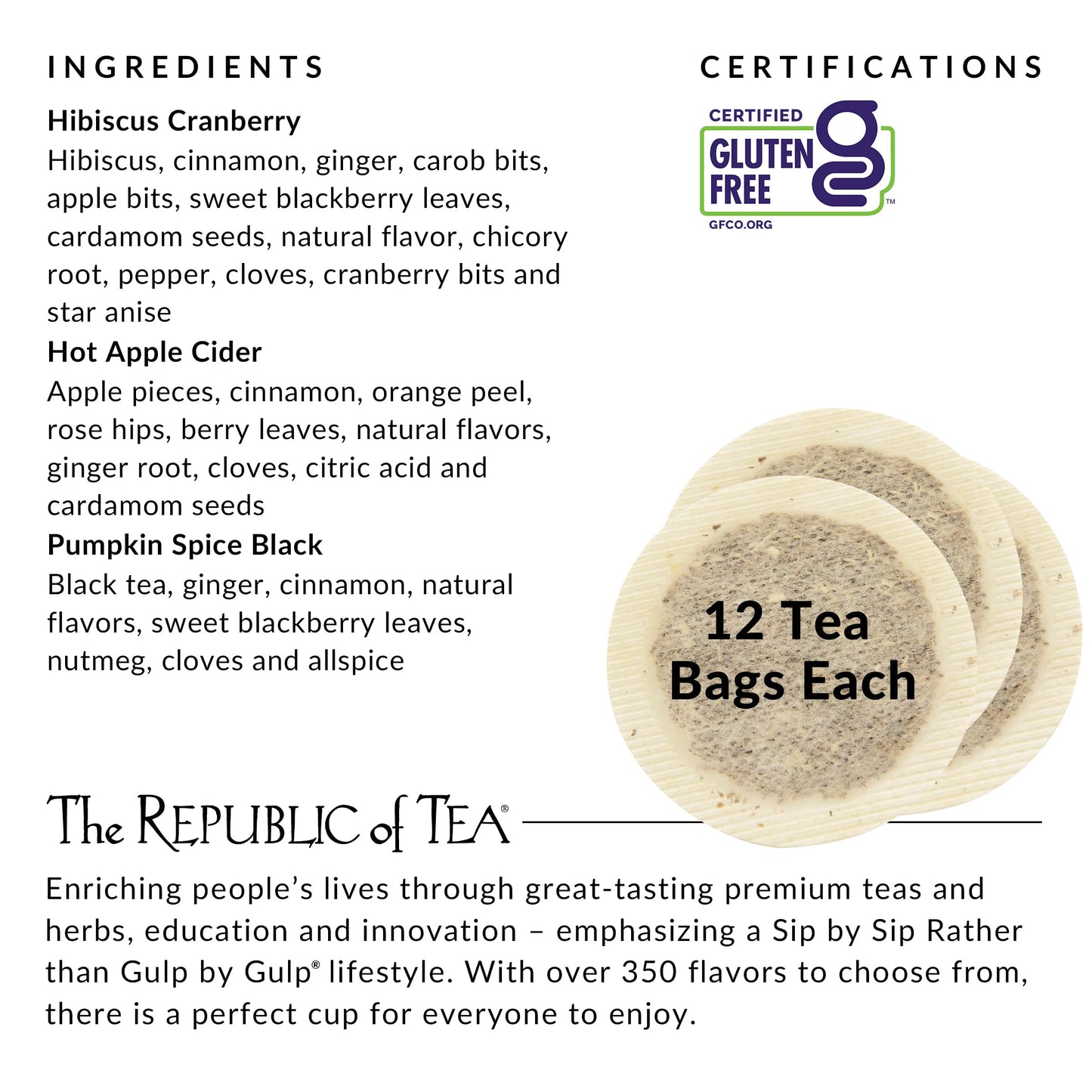 The Republic of Tea: Fall Harvest Tea Assortment Cube, 24 Tea Bags