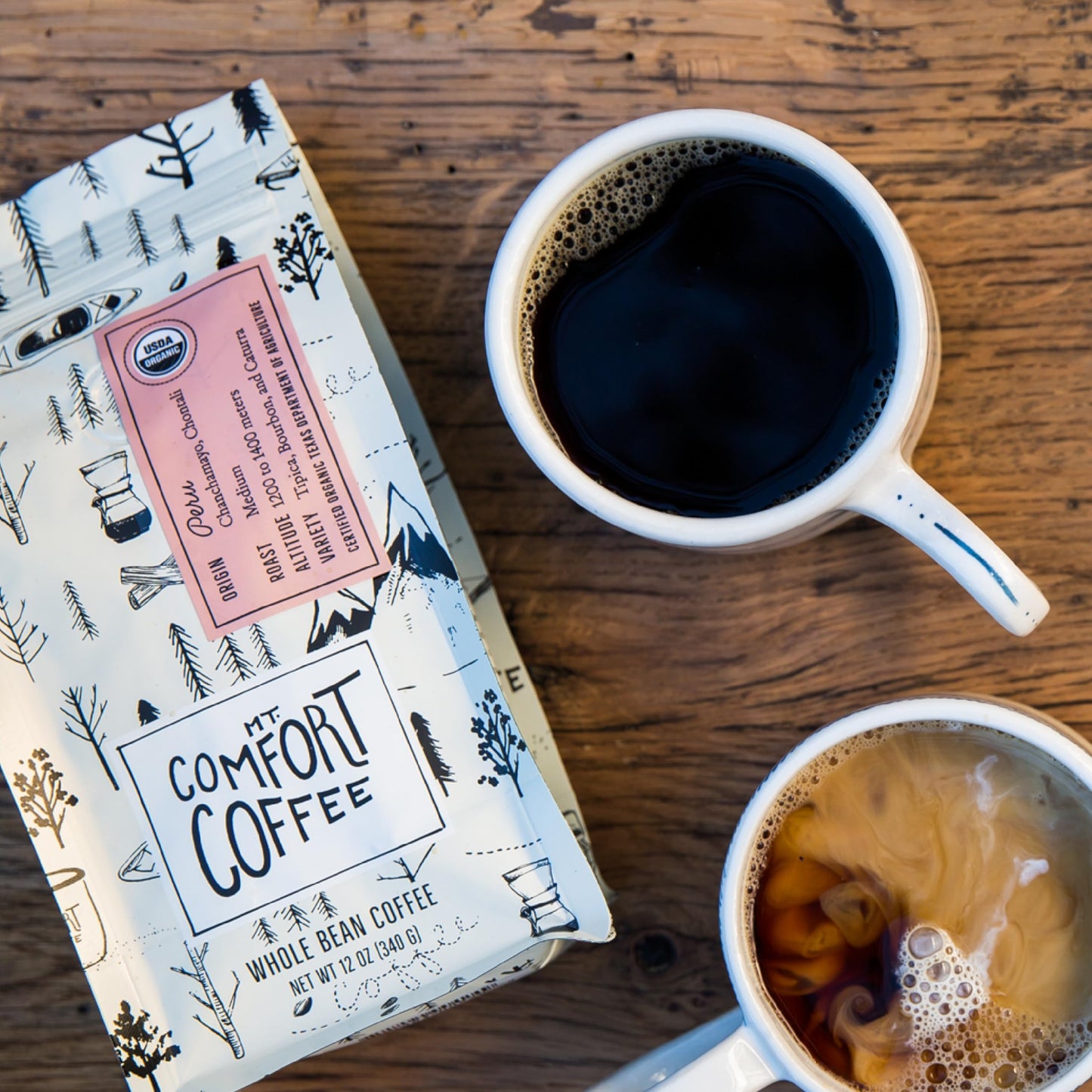 Mt. Comfort Coffee Organic Peru Medium Roast, 12 Ounce (Pack of 1) - Flavor Notes of Nutty, Chocolate, & Citrus - Sourced From Small, Peruvian Coffee Farms - Roasted Whole Beans
