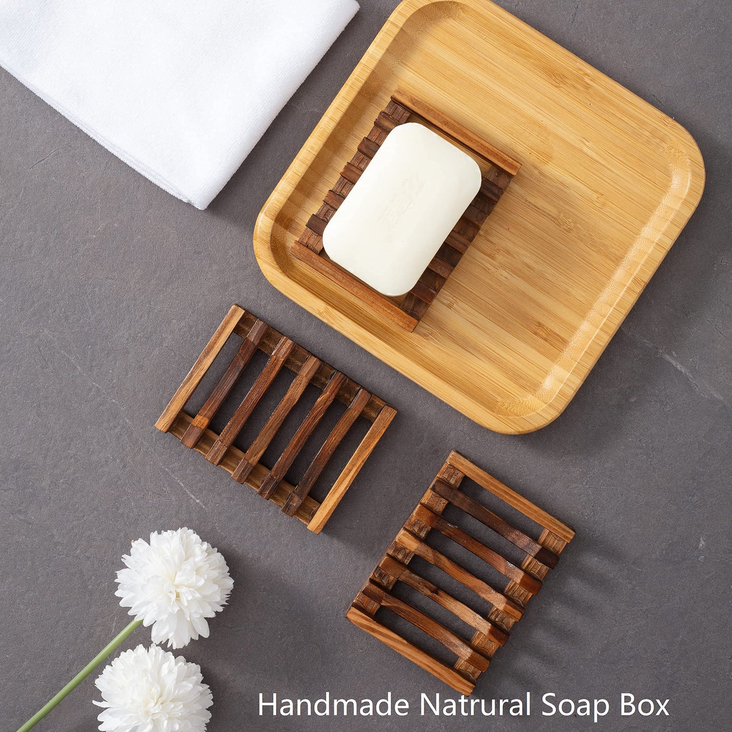 Wooden Soap Dish for Shower,Set of 2 Shower Soap Holder,Self draining Bar Soap Holder for Bathroom, Homemade Soaps Saver Natural Soaps Tray, Vowupt
