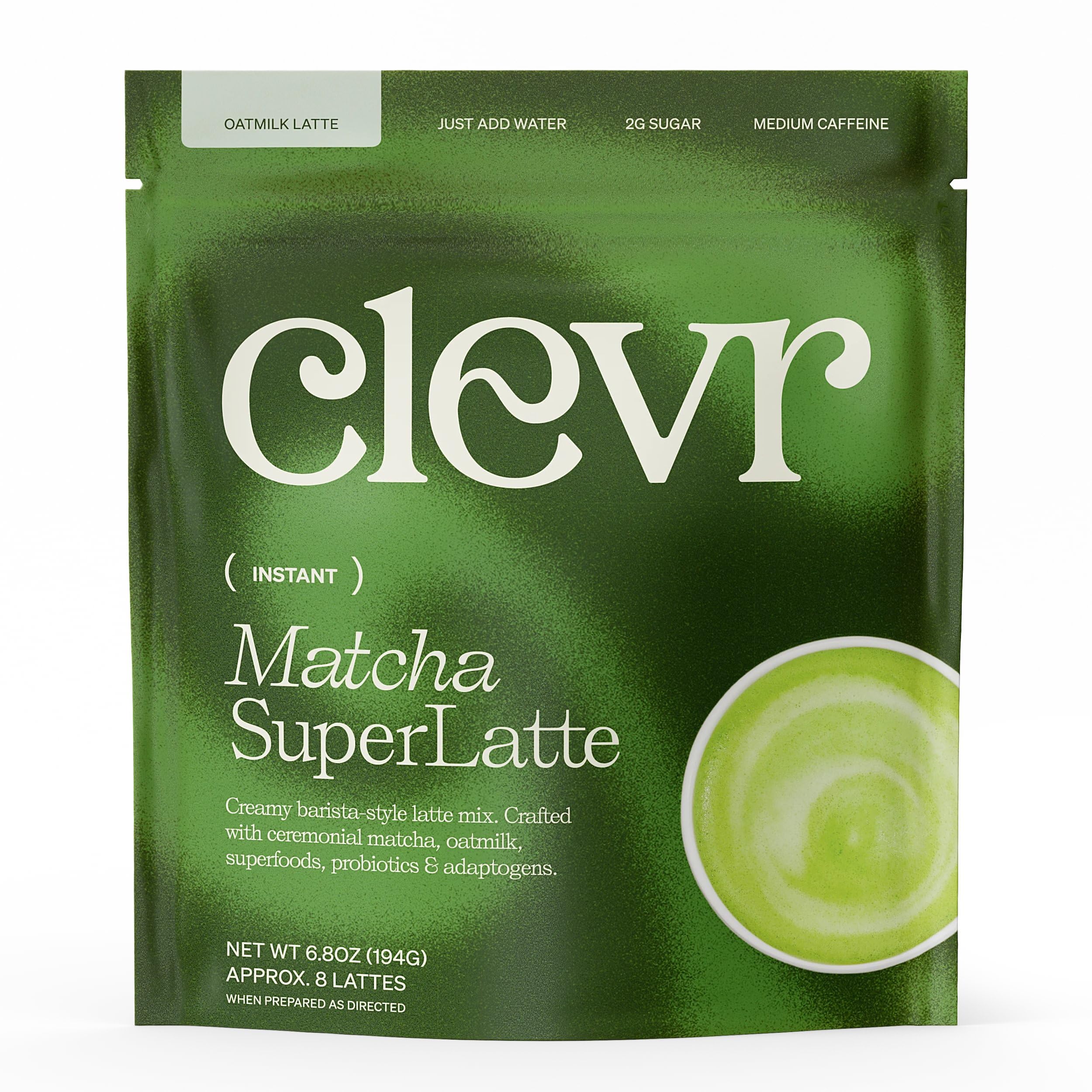 Clevr London Fog Latte, Vegan, Earl Grey Instant Tea Mix, Superfood Powder Blend with Black Tea, Reishi Mushroom, Organic Spices, Coconut Cream, Ashwagandha, Serve Hot or Iced, 12 oz